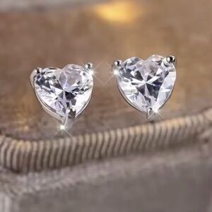 Heart-Shaped Silver Stud Earrings